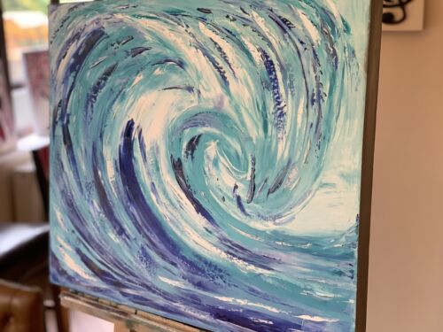 Large Abstract Impressionist Original Oil Painting On  50 X60cm Canvas ‘Waves’