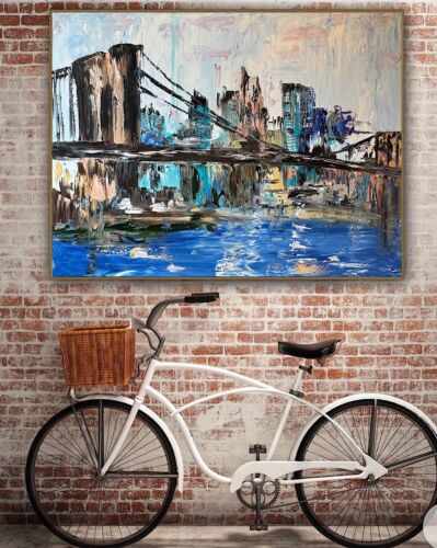 Kandinsky Stl Original Abstract Oil Painting On Canvas 100x80cm Brooklyn Bridge city