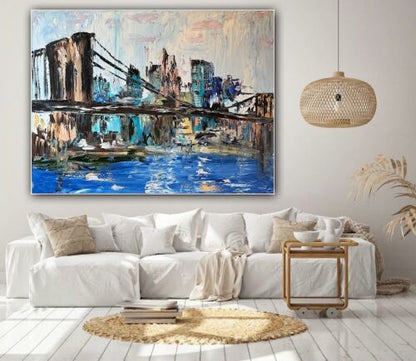 Kandinsky Stl Original Abstract Oil Painting On Canvas 100x80cm Brooklyn Bridge city