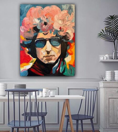 Richter StyLe Abstract Original Oil Painting On Canvas 90x70cm Bob Dylan Pop Art music