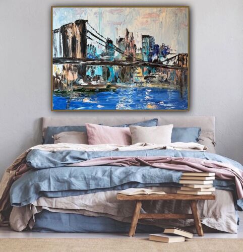 Kandinsky Stl Original Abstract Oil Painting On Canvas 100x80cm Brooklyn Bridge city