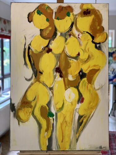 Abstract Impressionist Original Oil Painting 90x62cm Nude Champions I tate