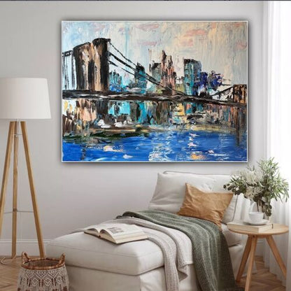 Kandinsky Stl Original Abstract Oil Painting On Canvas 100x80cm Brooklyn Bridge city