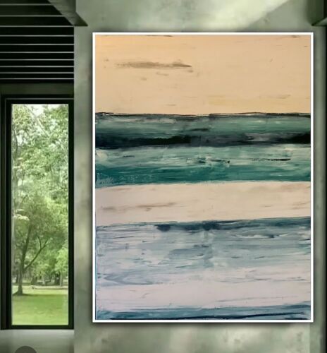 Richter Style Striped Sea Sky Original Oil Painting On Canvas 100x80cm LikE Oka