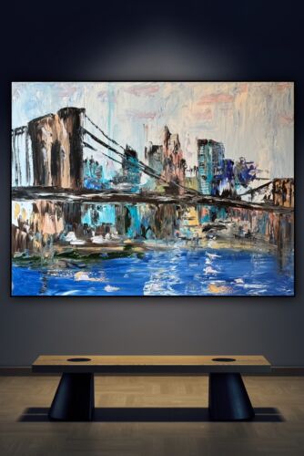 Kandinsky Stl Original Abstract Oil Painting On Canvas 100x80cm Brooklyn Bridge city