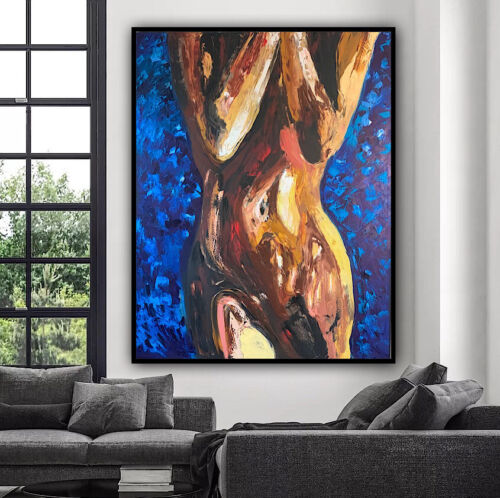 Large Abstract Original Oil Painting On 100x77cm canvas Sculpture Nude Unframed