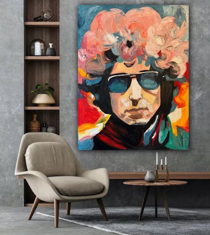 Richter StyLe Abstract Original Oil Painting On Canvas 90x70cm Bob Dylan Pop Art music