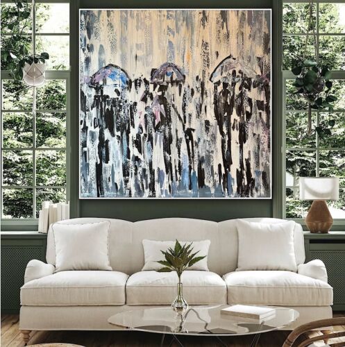 Richter Original Abstract Oil Painting 100x100cm On  2cm Canvas London Rain I