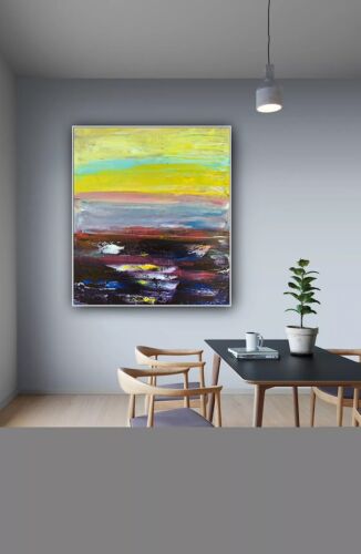 Richter Abstract original oil Painting on  Canvas 60X 50cm Sunset seaside escape