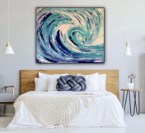 Large Abstract Impressionist Original Oil Painting On  50 X60cm Canvas ‘Waves’