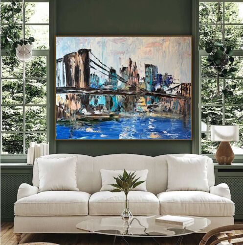 Kandinsky Stl Original Abstract Oil Painting On Canvas 100x80cm Brooklyn Bridge city