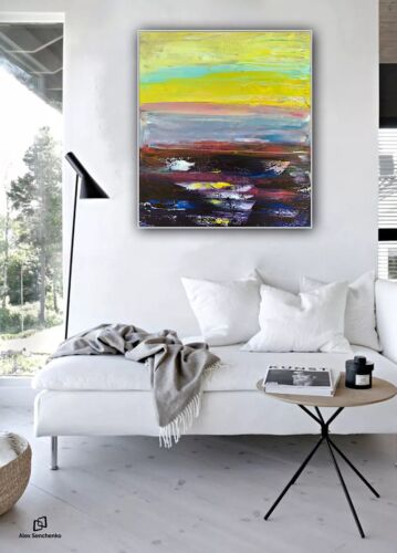 Richter Abstract original oil Painting on  Canvas 60X 50cm Sunset seaside escape