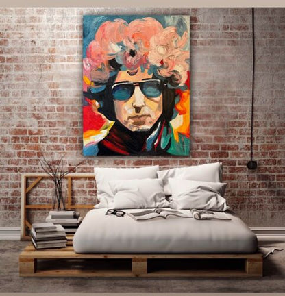 Richter StyLe Abstract Original Oil Painting On Canvas 90x70cm Bob Dylan Pop Art music