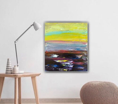 Richter Abstract original oil Painting on  Canvas 60X 50cm Sunset seaside escape