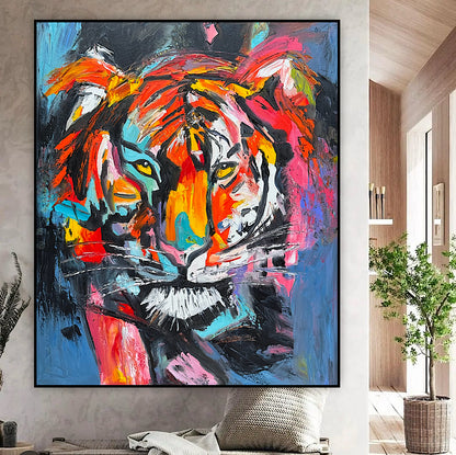 Contemporary Abstract Original Oil Painting On 90 x 76cm Canvas ‘Wild Majesty’’ Tiger