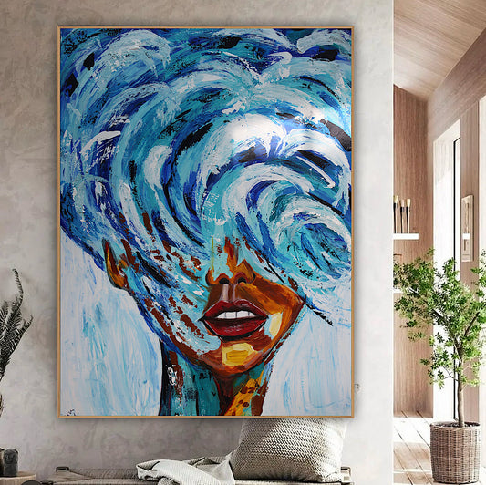 Large Abstract Original Oil Painting On 120x91cm canvas textured Wave Wilderness