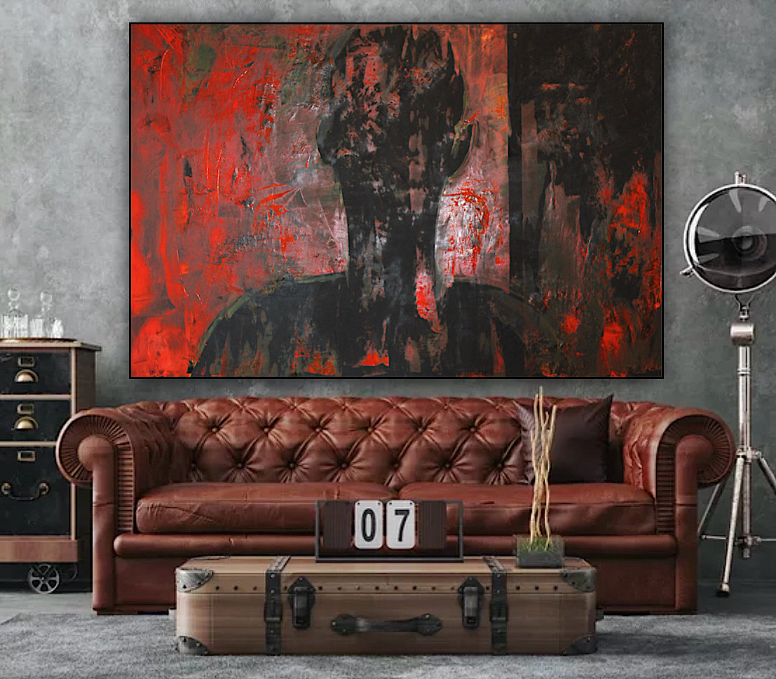 Original Abstract Oil Painting On Canvas 150cm x 100cm Man in The Shadows oka