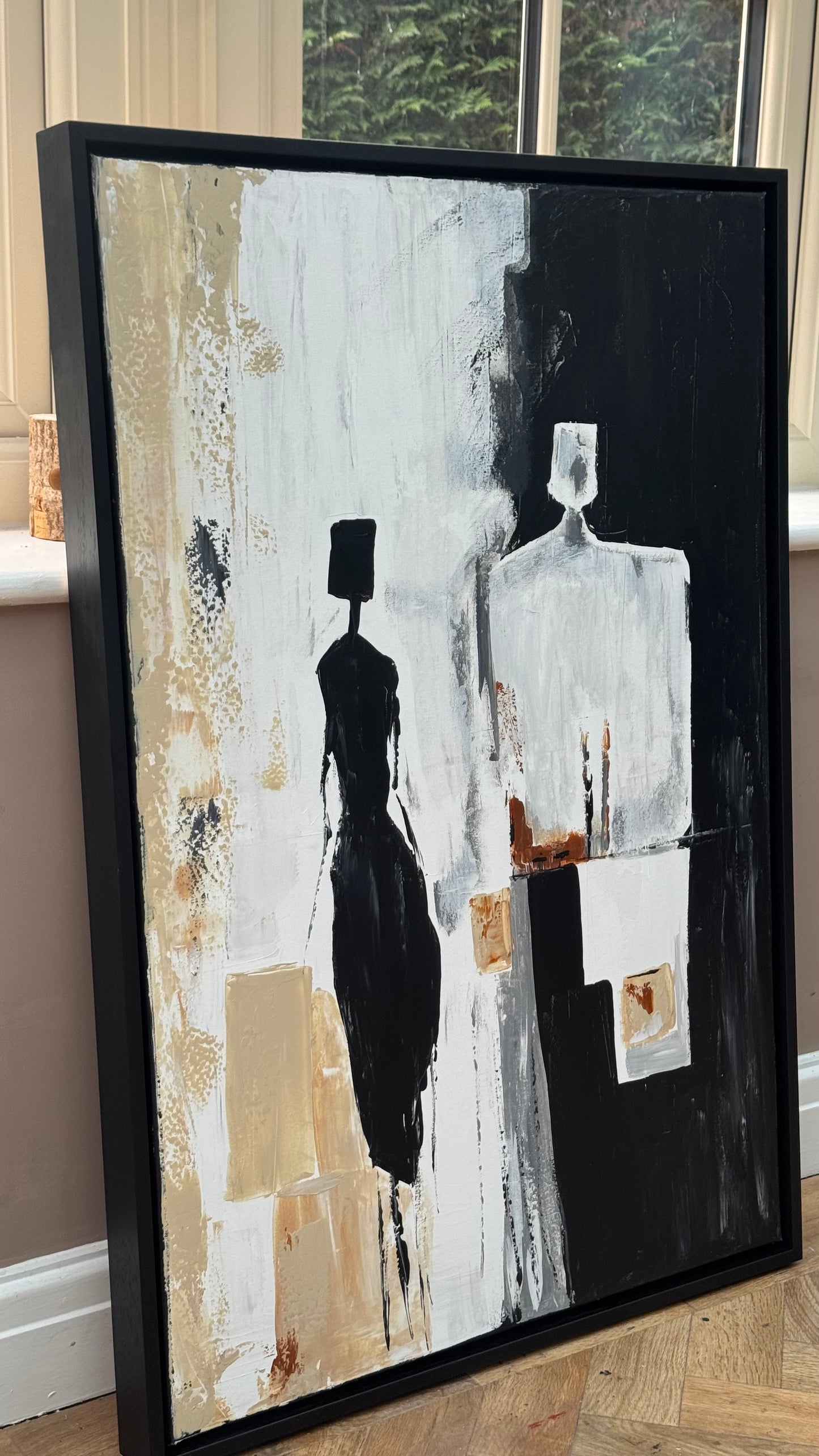 Framed Original Abstract contemporary Oil Painting On Canvas 90x60cm  love to talk oka