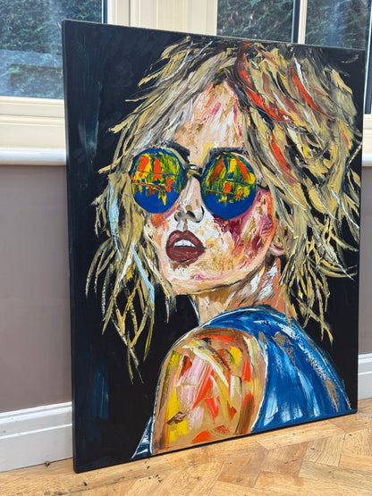 Contemporary Abstract Original Oil Painting of a woman On 90 x 76cm Canvas Amelia woman portrait