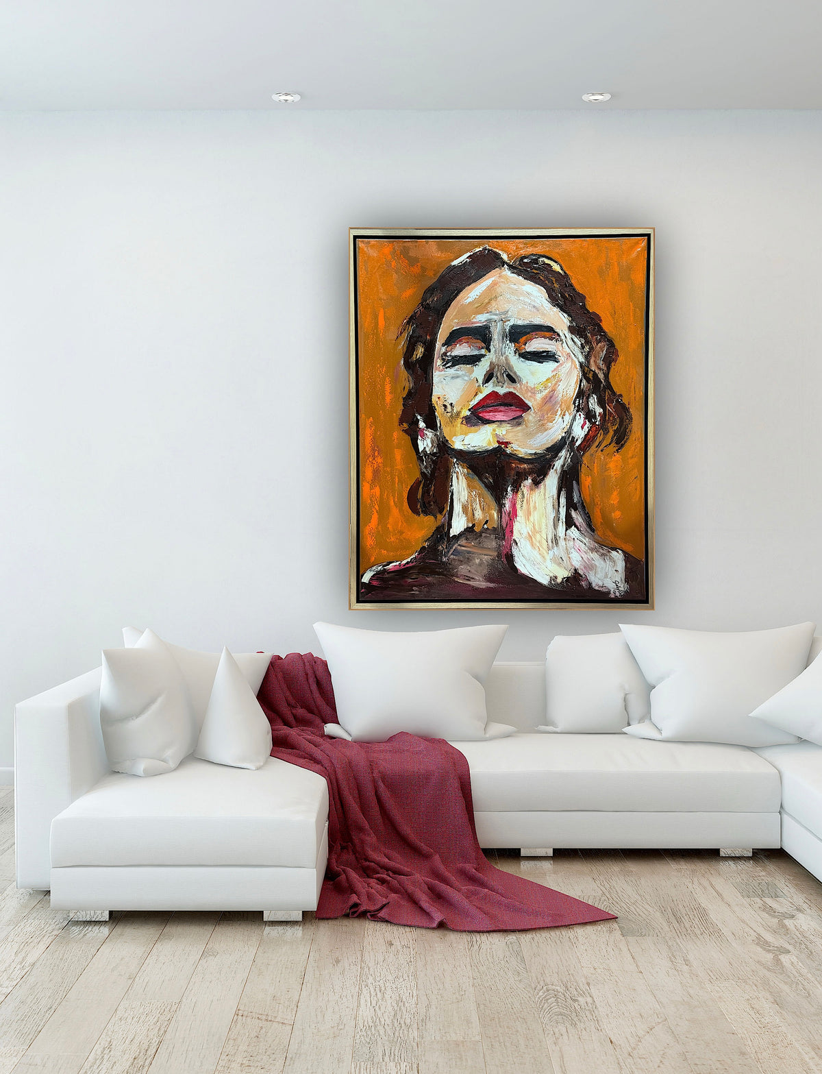 Richter StyLe Abstract Original Oil Painting On Canvas 100x80cm Ember Muse portrait framed in oak
