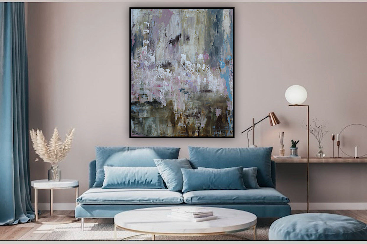 Oka Style Original Abstract Oil Painting On 100x80cm Canvas Echoes of a Distant Bloom