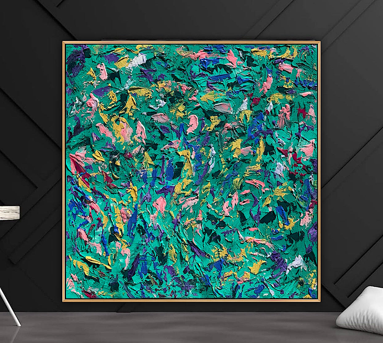 Oka Style Abstract contemporary Oil Painting On Canvas 100 x 100cm Secret Garden