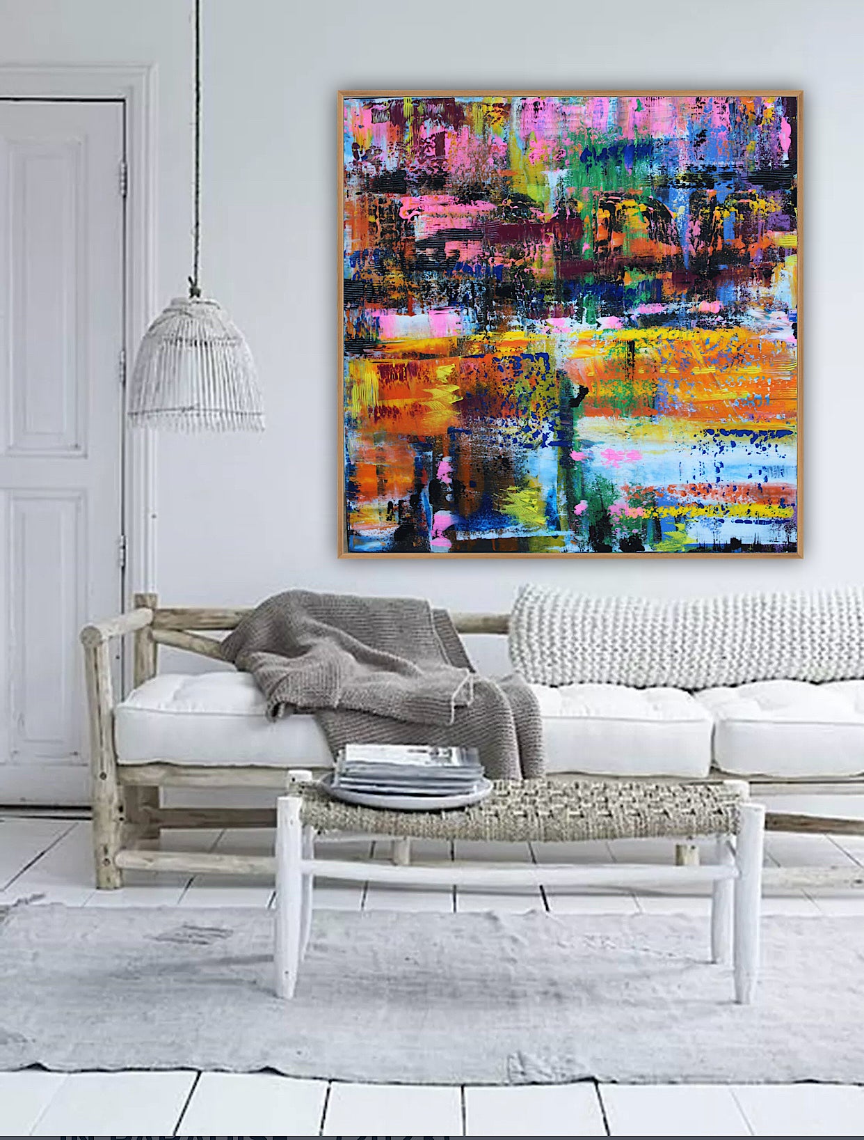 Oka Contemporary Abstract Original Oil Painting On Canvas 80x80cm  “Luminous Echoes”