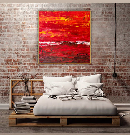 Oka style textured Original modern Abstract Oil Painting On Canvas 80 x 80cm ‘Veil of Dusk ‘Coast