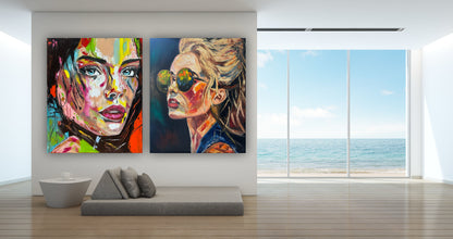 ‘Femme Eclat’ portrait Original abstract contemporary Oil Painting On Canvas size 90x76cm