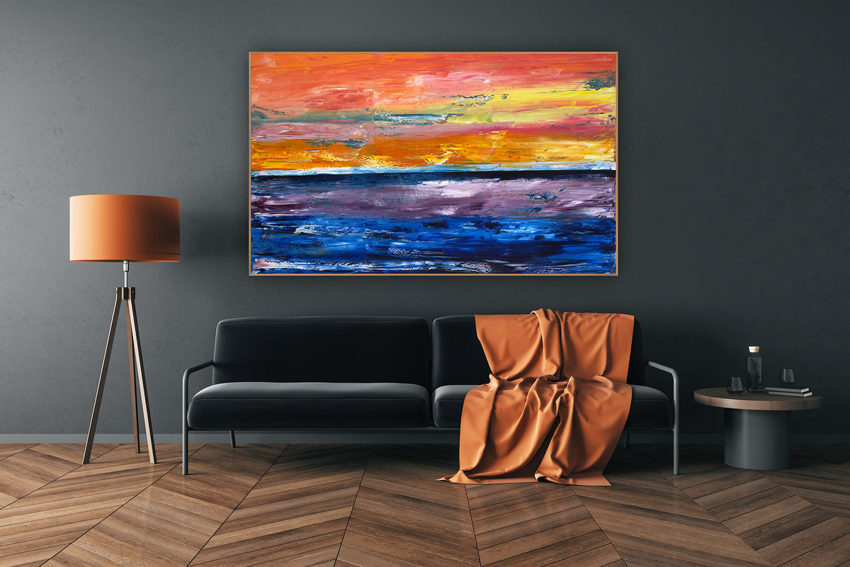 Contemporary Abstract Style XLarge Oil Painting textured On Canvas 122X 76cm Ember Horizon