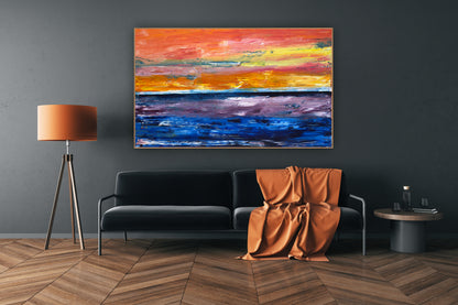 Contemporary Abstract Style XLarge Oil Painting textured On Canvas 122X 76cm Ember Horizon