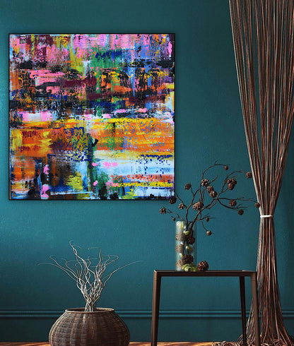 Oka Contemporary Abstract Original Oil Painting On Canvas 80x80cm  “Luminous Echoes”