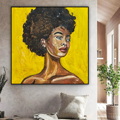 Modern Abstract Original Oil Painting On Canvas Unapologetic Portrait 60x60cm