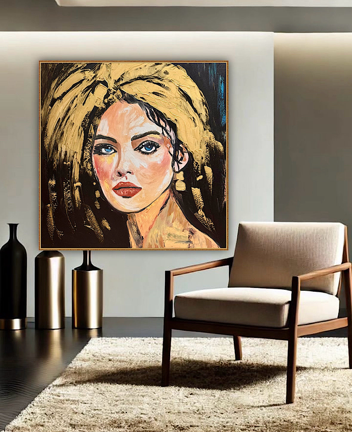 Richter Style Abstract Original Oil Painting On 100 x 100cm canvas Alchemy of Beauty  woman portrait