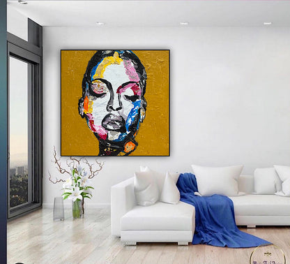 Oka Contemporary Abstract Original Oil Painting 60 x 60cm textured Strong Woman (portrait)