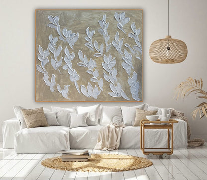 Textured Original Abstract Oil Painting On Canvas stream of leaves 120x100cm Oka