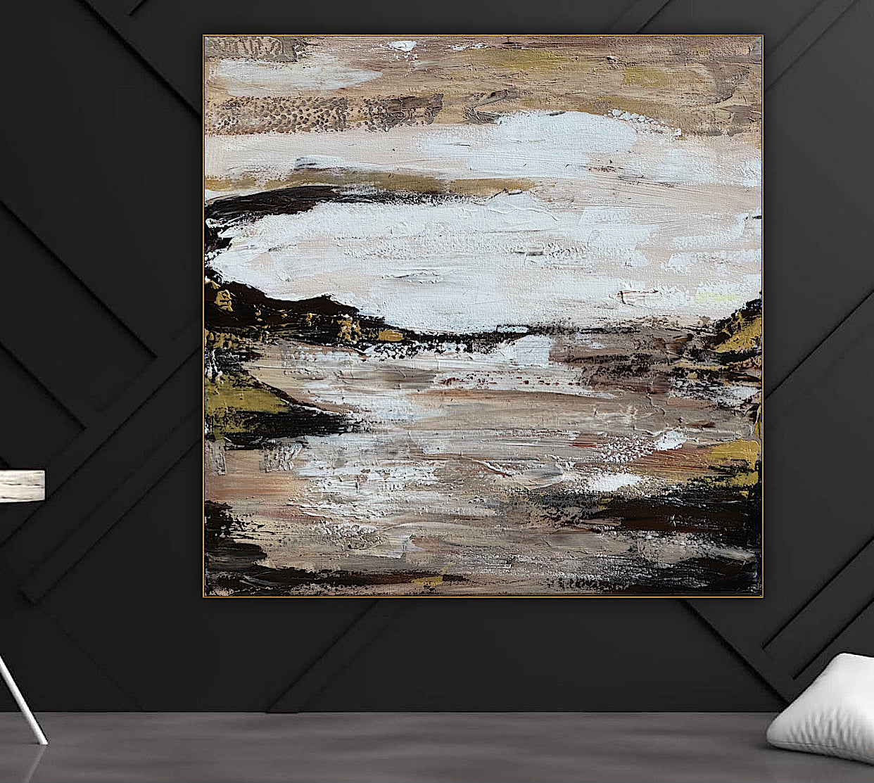 Oka style textured Original modern Abstract Oil Painting On Canvas 80 x 80cm ‘Between Shadow And Sky’