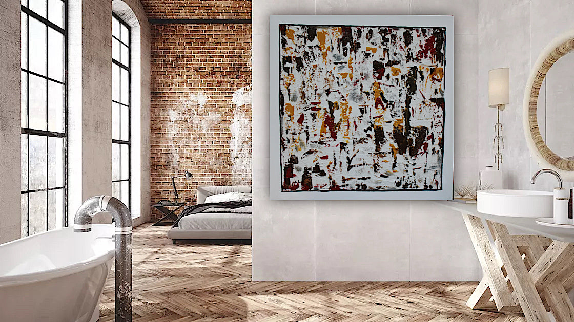 Oka style textured Original modern Abstract Oil Painting On Canvas 80 x 80cm ‘Unfinished Story’