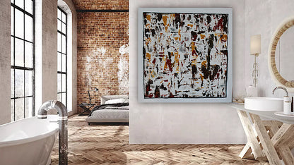 Oka style textured Original modern Abstract Oil Painting On Canvas 80 x 80cm ‘Unfinished Story’