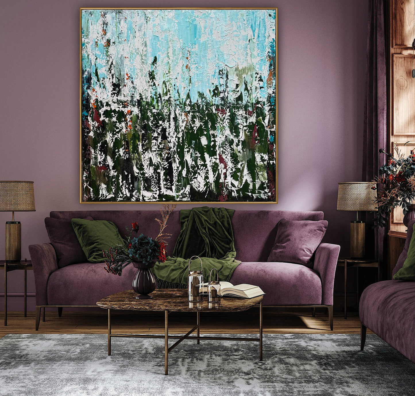 Oka Textured Abstract Original Oil Painting On Canvas 90x90cm Atelier Émeraude