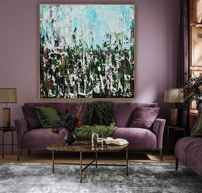 Oka Textured Abstract Original Oil Painting On Canvas 90x90cm Atelier Émeraude