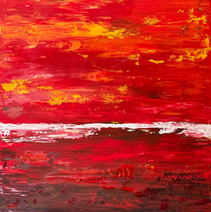 Oka style textured Original modern Abstract Oil Painting On Canvas 80 x 80cm ‘Veil of Dusk ‘Coast