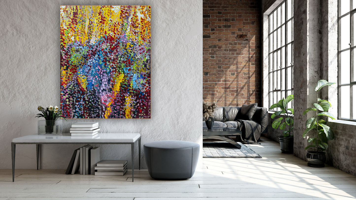 Large Abstract Original Oil Painting On 100x80cm canvas Oka style Sunshine