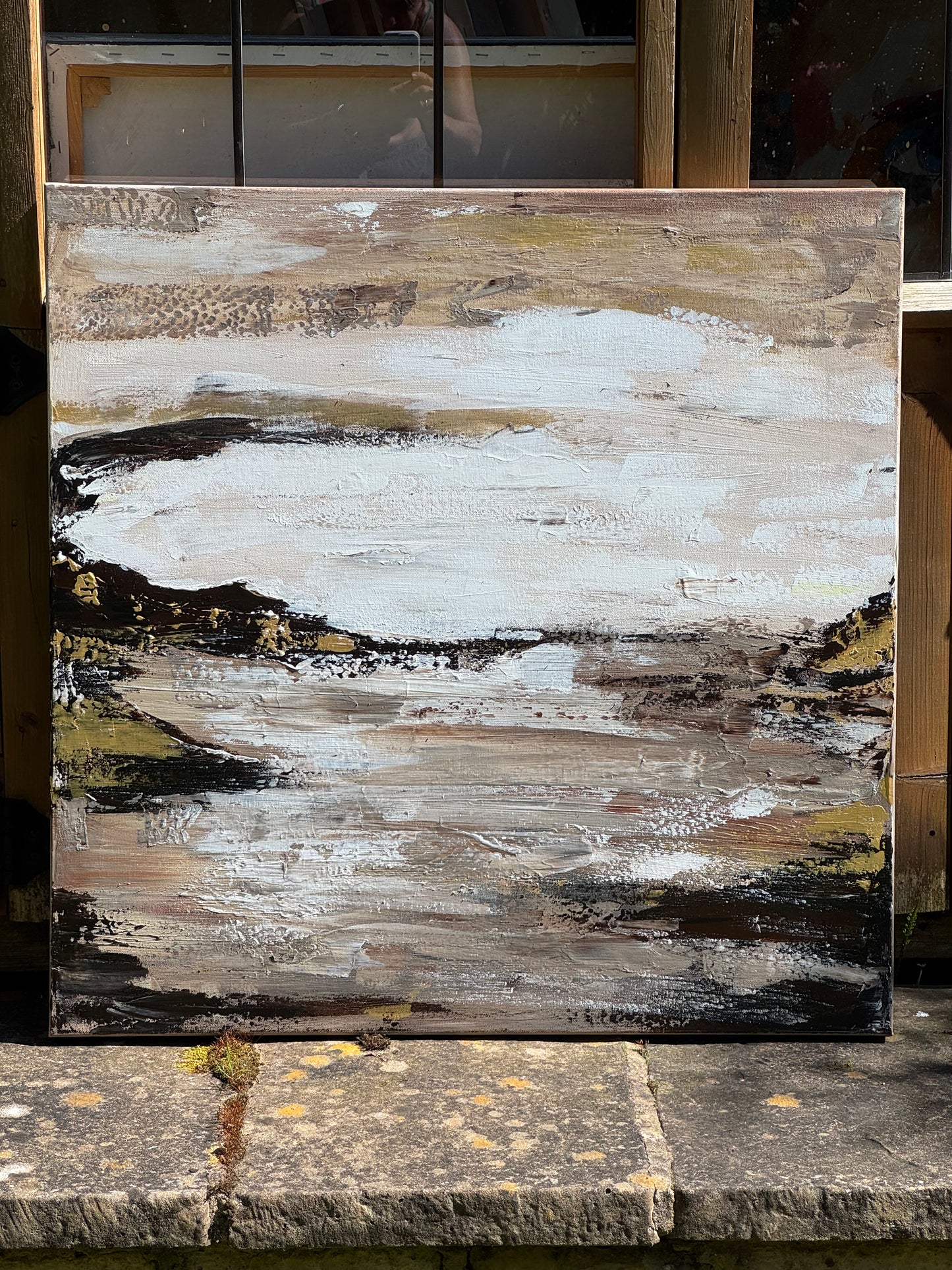 Oka style textured Original modern Abstract Oil Painting On Canvas 80 x 80cm ‘Between Shadow And Sky’