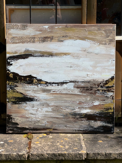 Oka style textured Original modern Abstract Oil Painting On Canvas 80 x 80cm ‘Between Shadow And Sky’