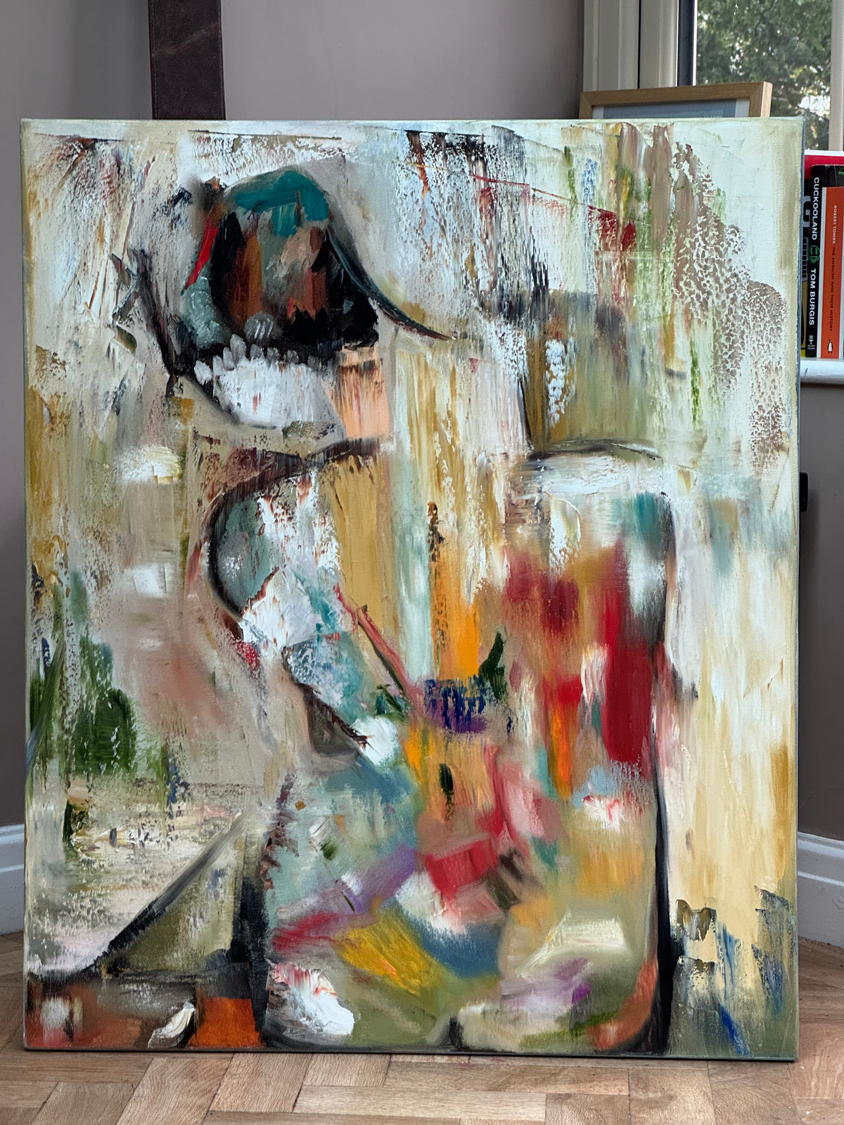 Contemporary Abstract Original Oil Painting On 90 x 76cm canvas Embered Nude