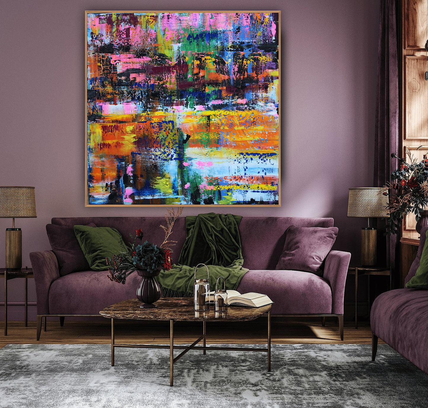 Oka Contemporary Abstract Original Oil Painting On Canvas 80x80cm  “Luminous Echoes”