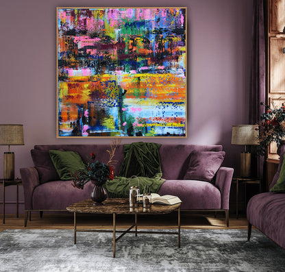 Oka Contemporary Abstract Original Oil Painting On Canvas 80x80cm  “Luminous Echoes”