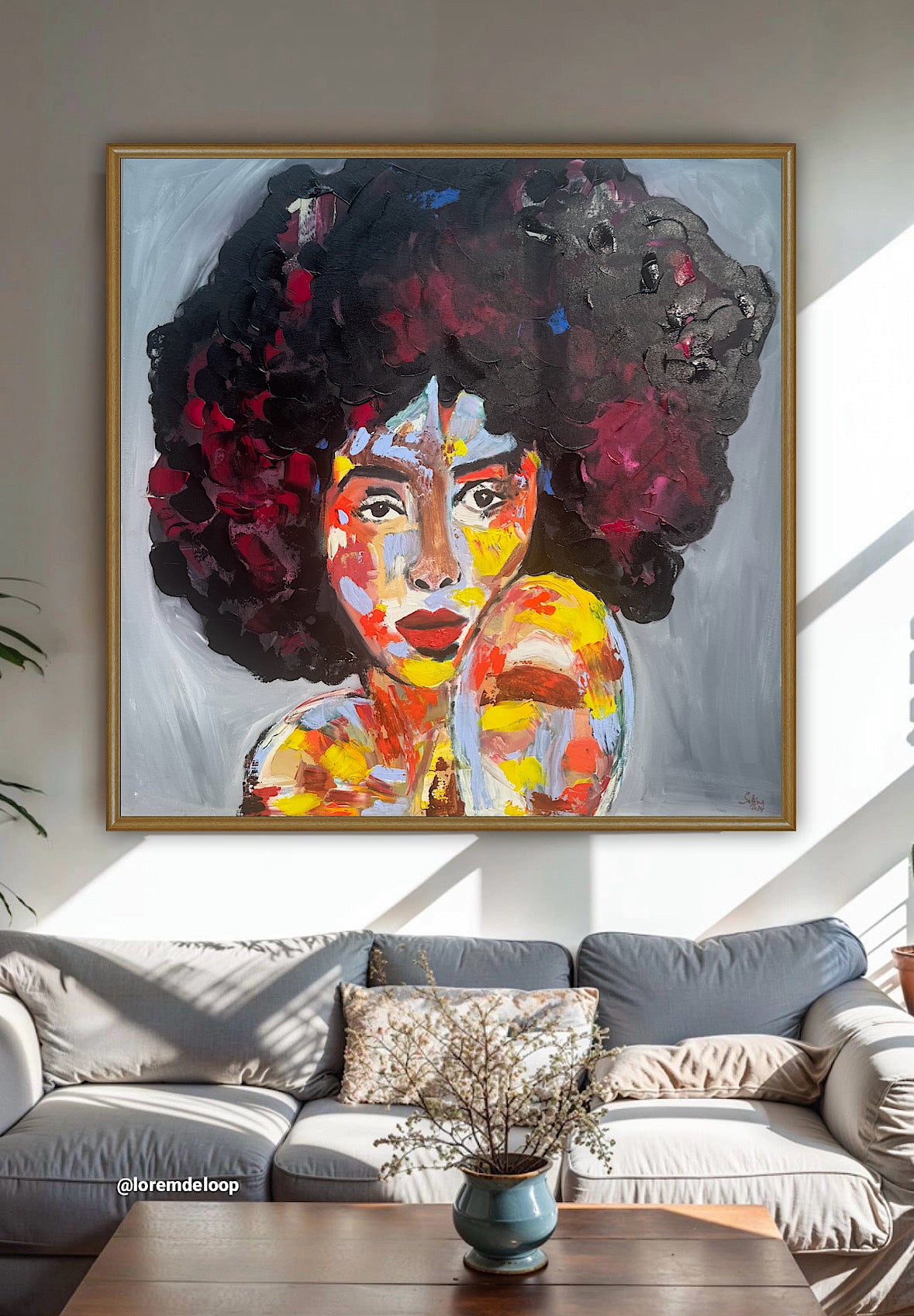 Oka Contemporary Abstract Original Oil Painting 80x80cm Canvas Woman Portrait framed