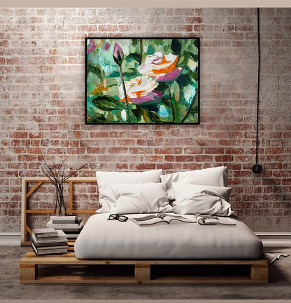 Renoir Summer white Roses Original abstract Oil Painting On Canvas 60x46cm